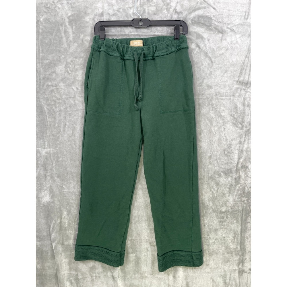 Free peope FREE-EST Women's Small Sweatpants Terry Cloth 100% Cotton Green Cozy